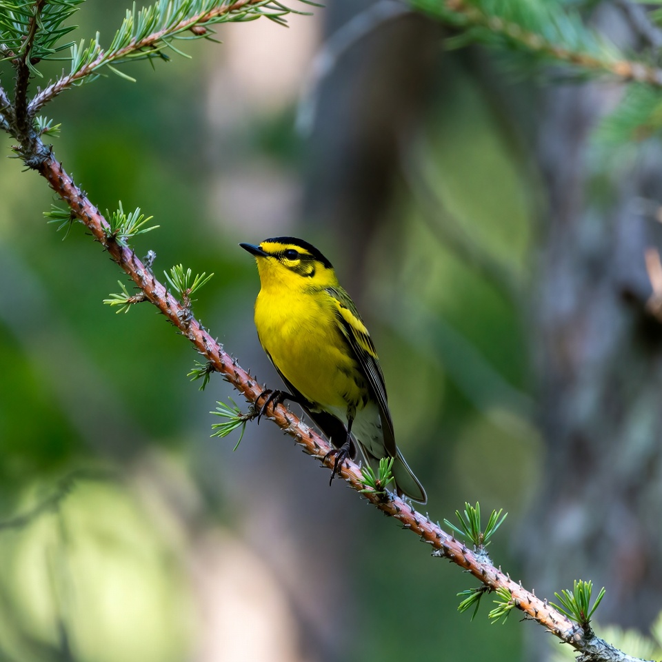 Yellow Warbler on Tree Branch Yellow Warbler on Tree Branch