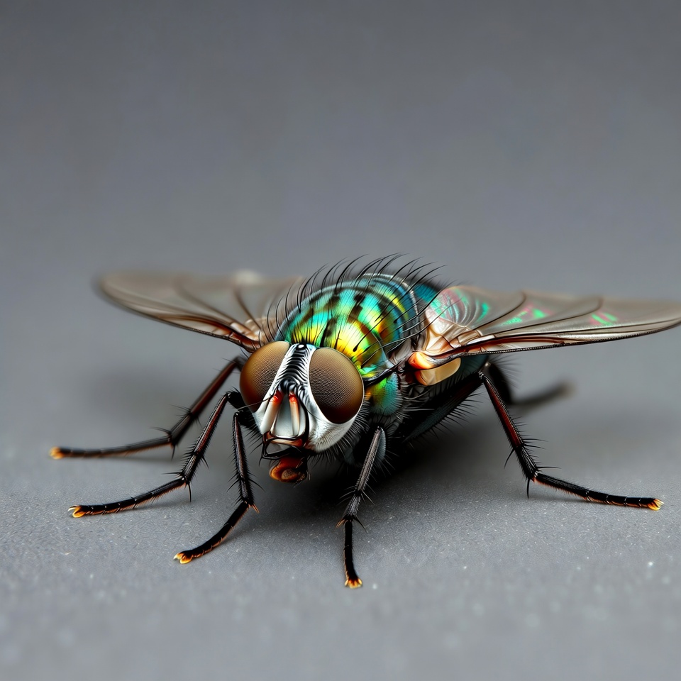 Close-up green bottle fly Close-up green bottle fly