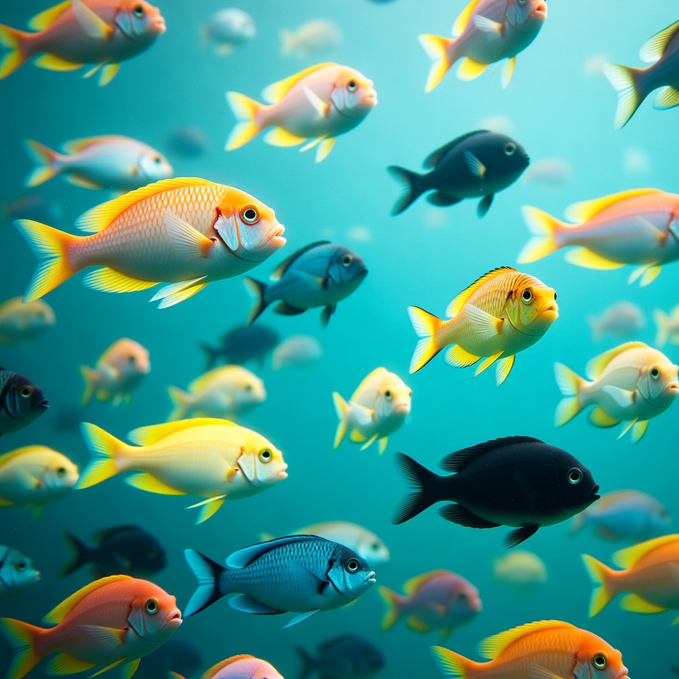 Colorful tropical fish swimming underwater Colorful tropical fish swimming underwater