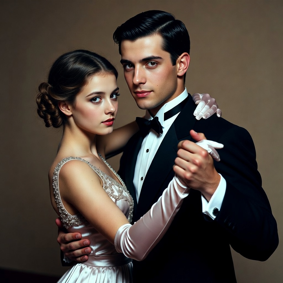 Couple dancing in tuxedo and gown Couple dancing in tuxedo and gown