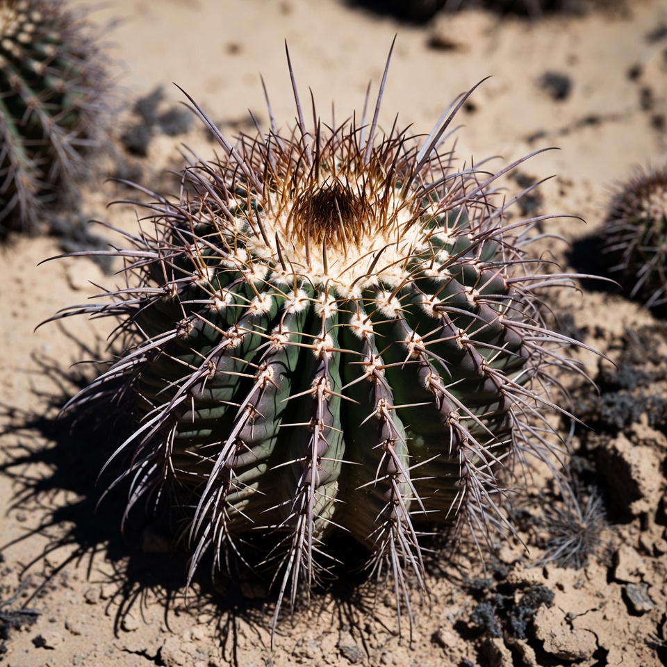 Large Barrel Cactus in Desert Sand Large Barrel Cactus in Desert Sand