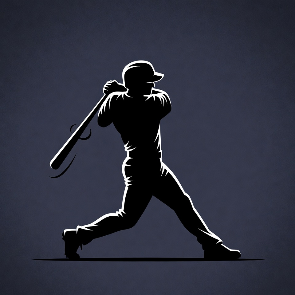 Baseball player swinging bat silhouette Baseball player swinging bat silhouette