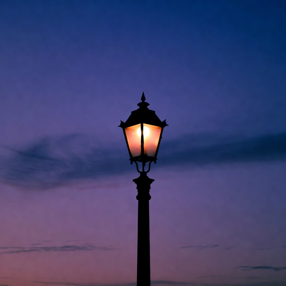 Vintage street lamp at dusk Vintage street lamp at dusk