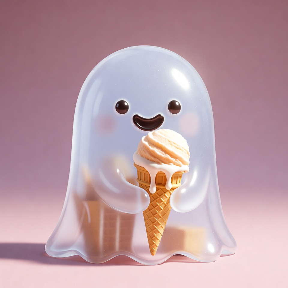 Cute ghost holding ice cream cone Cute ghost holding ice cream cone