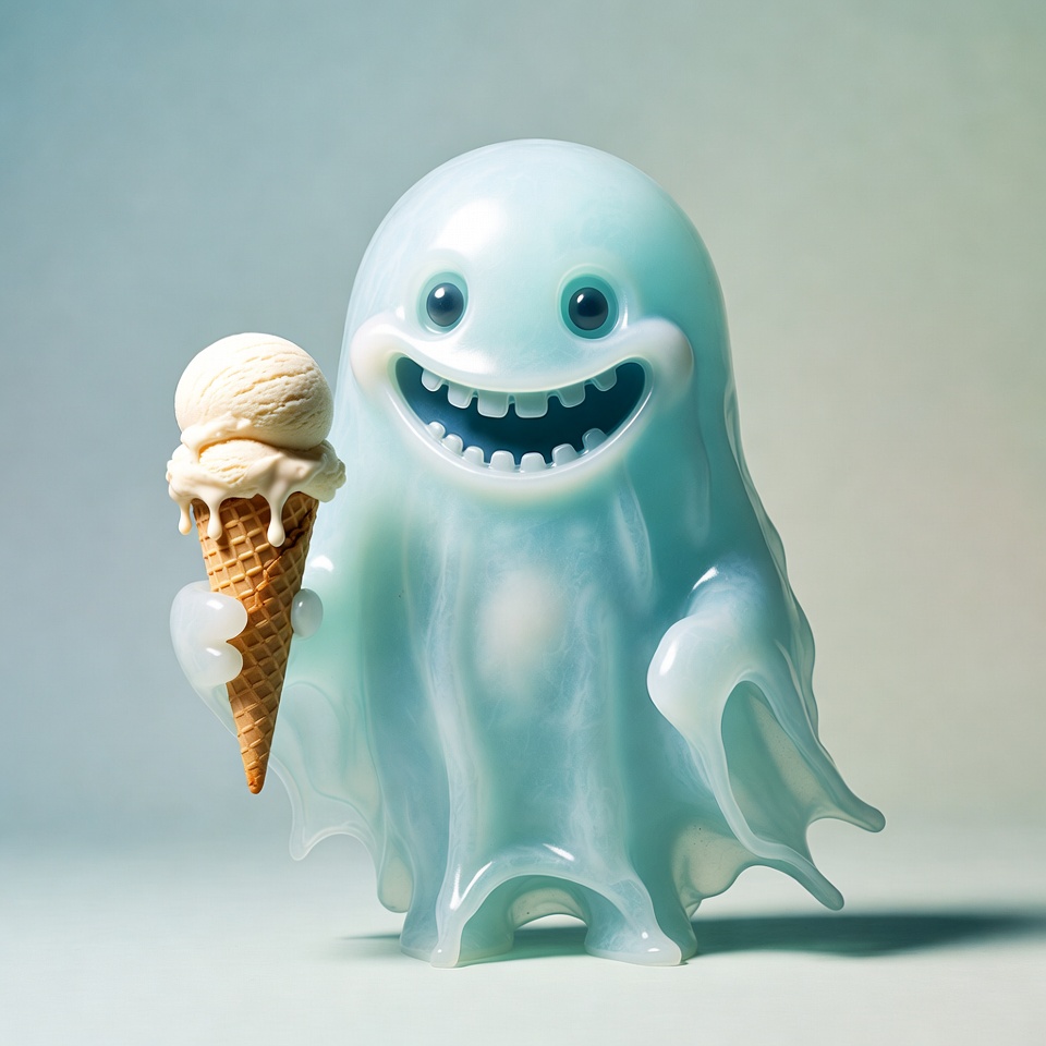 Blue ghost holding ice cream cone Blue ghost holding ice cream cone