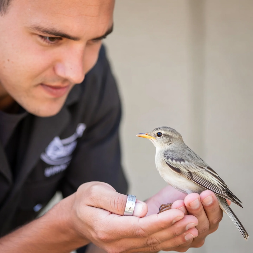 Man holding small bird Man holding small bird