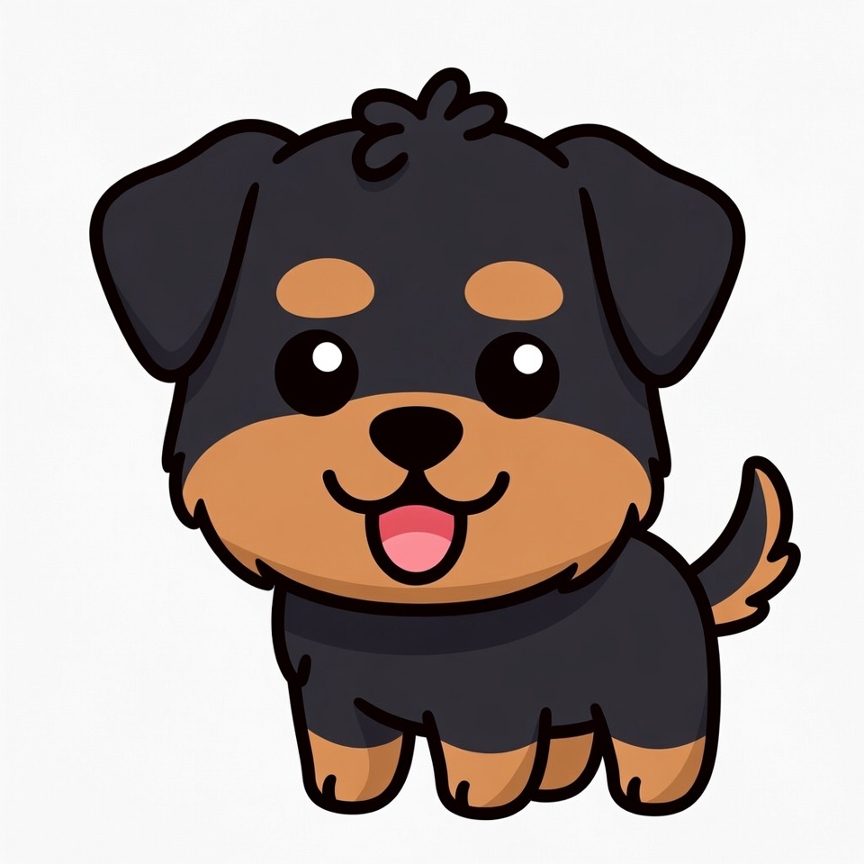 Cute cartoon Rottweiler puppy smiling Cute cartoon Rottweiler puppy smiling