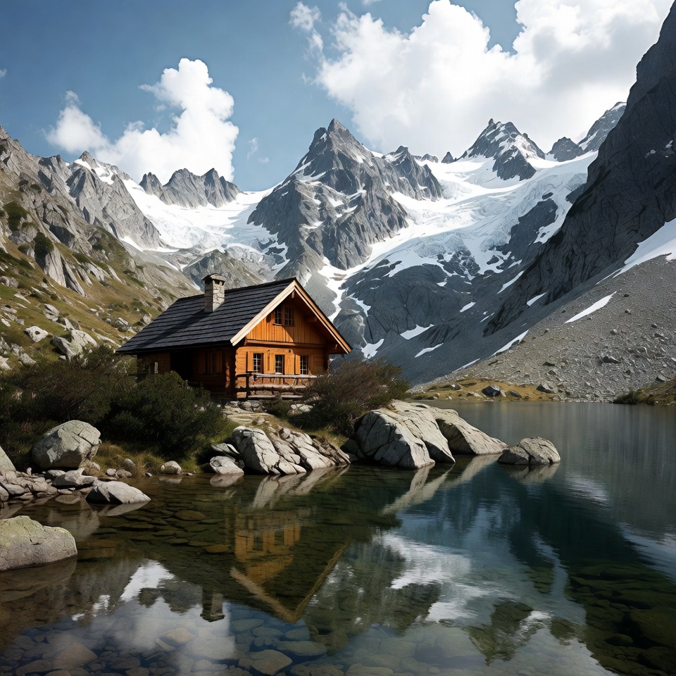 Orange Chalet by Alpine Lake Orange Chalet by Alpine Lake