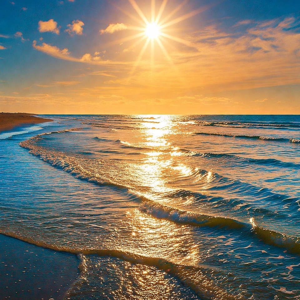 Sunset over ocean waves Sunset over ocean waves