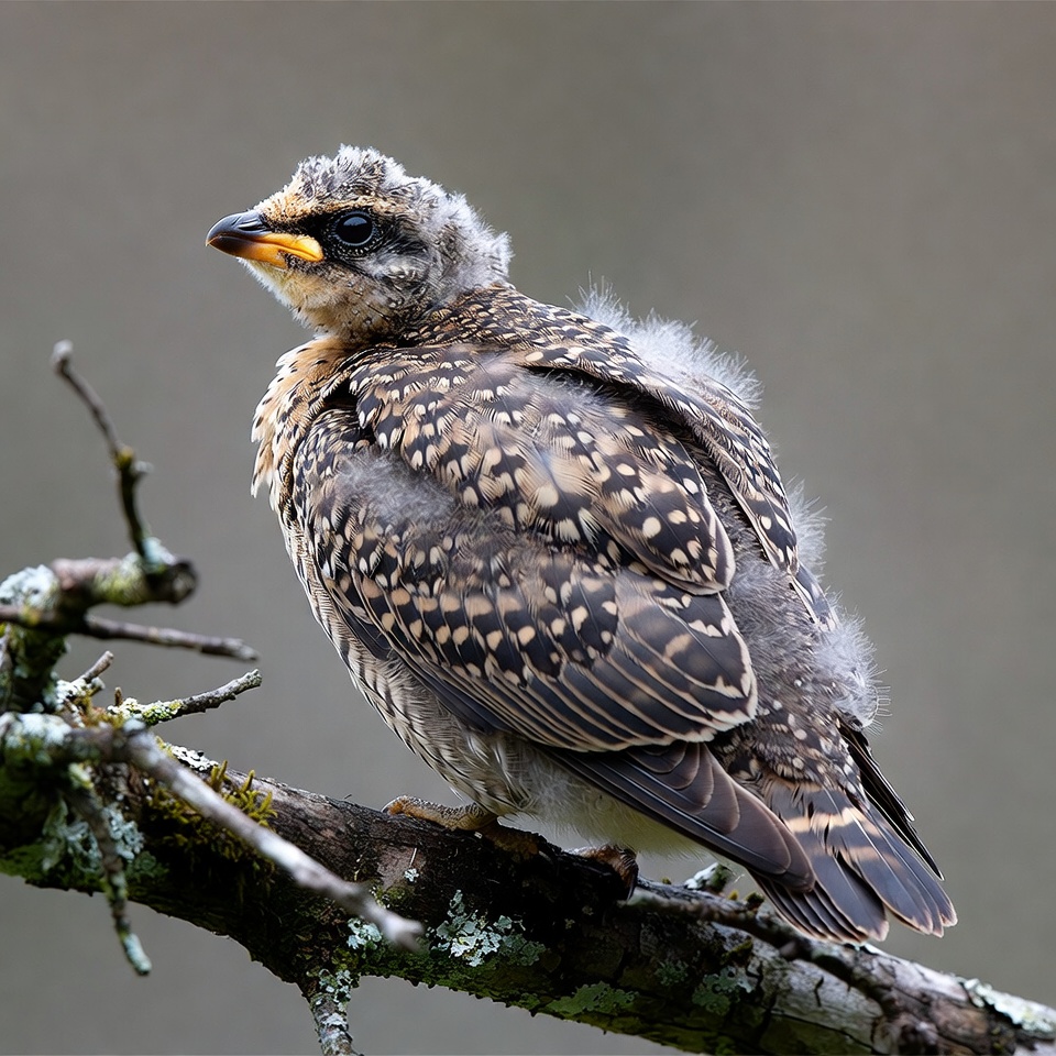 Baby Starling Perched on Branch Baby Starling Perched on Branch