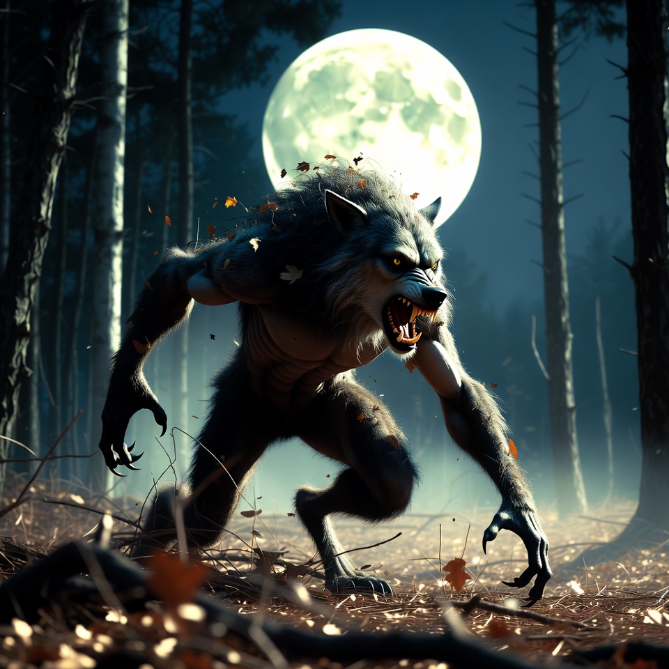 Werewolf howling under full moon Werewolf howling under full moon