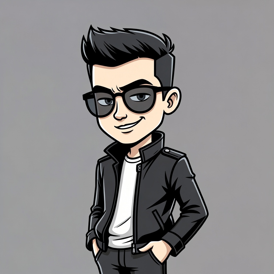 Cartoon man in leather jacket Cartoon man in leather jacket