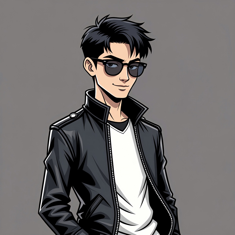 Anime man in leather jacket Anime man in leather jacket