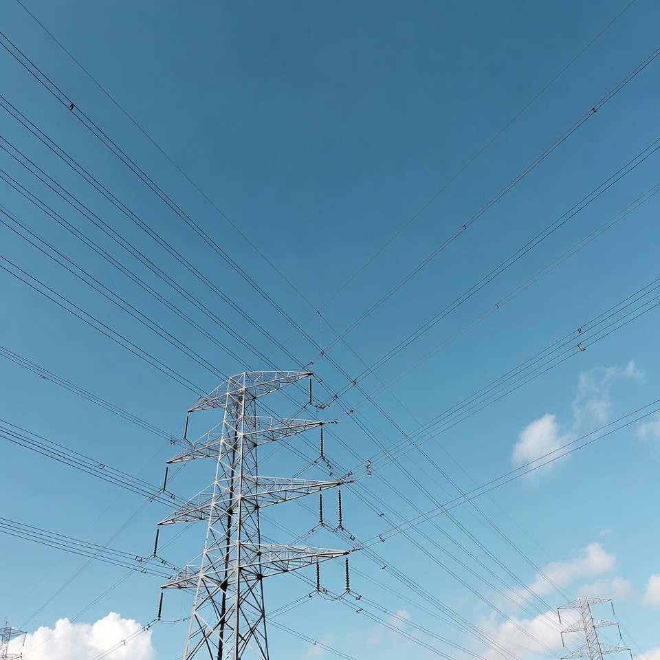 Electricity Pylon Against Blue Sky Electricity Pylon Against Blue Sky