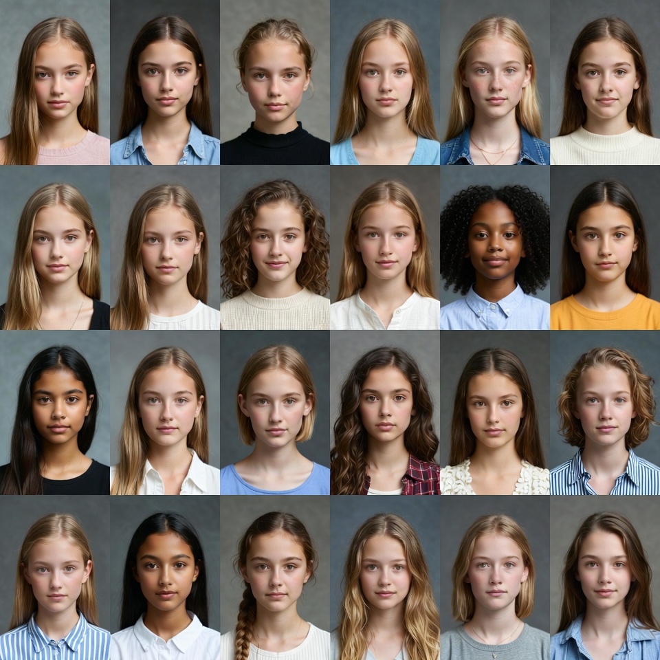 Grid of Diverse Young Girls Portraits Grid of Diverse Young Girls Portraits