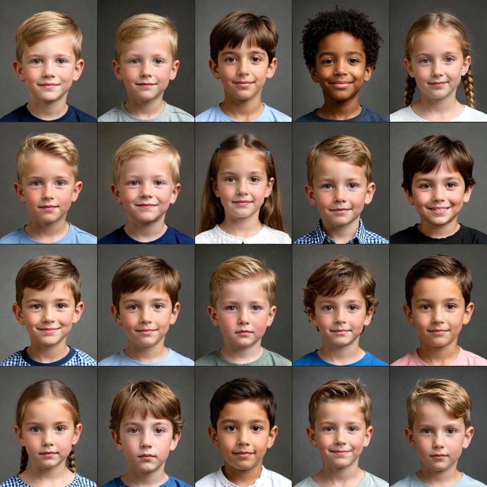 Grid of Smiling Children Headshots Grid of Smiling Children Headshots