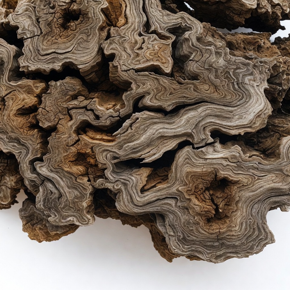 Detailed textured driftwood on white background Detailed textured driftwood on white background