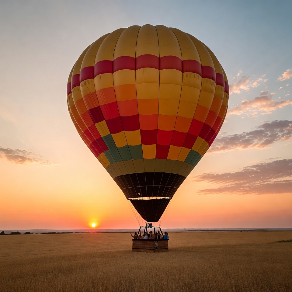 Colorful Hot Air Balloon Sunrise Field Colorful Hot Air Balloon Sunrise Field