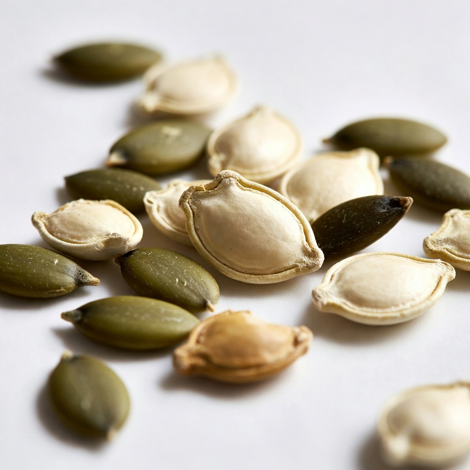 Pumpkin Seeds on White Background Pumpkin Seeds on White Background