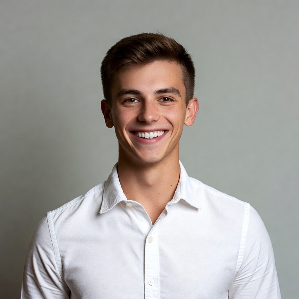 Smiling young man in white shirt Smiling young man in white shirt