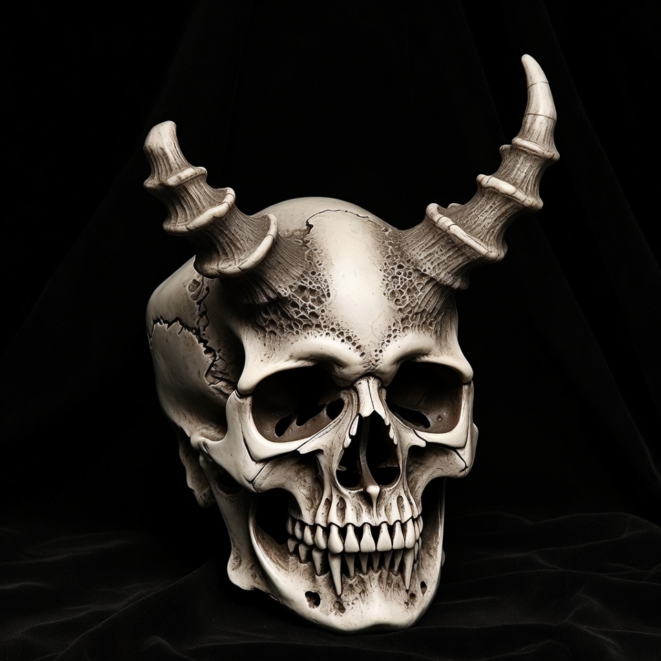 Demon Skull with Curved Horns Demon Skull with Curved Horns