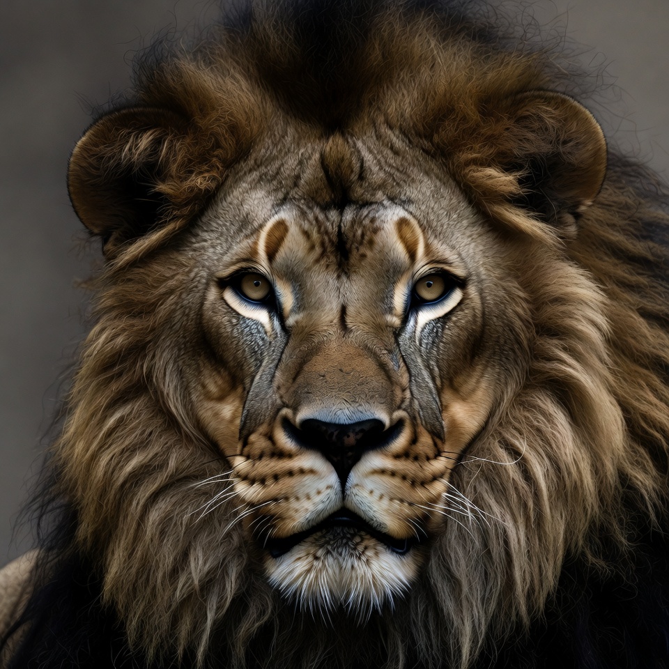 Close-up lion face portrait Close-up lion face portrait