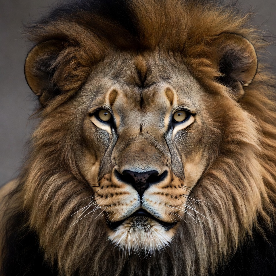 Close-up lion face portrait Close-up lion face portrait