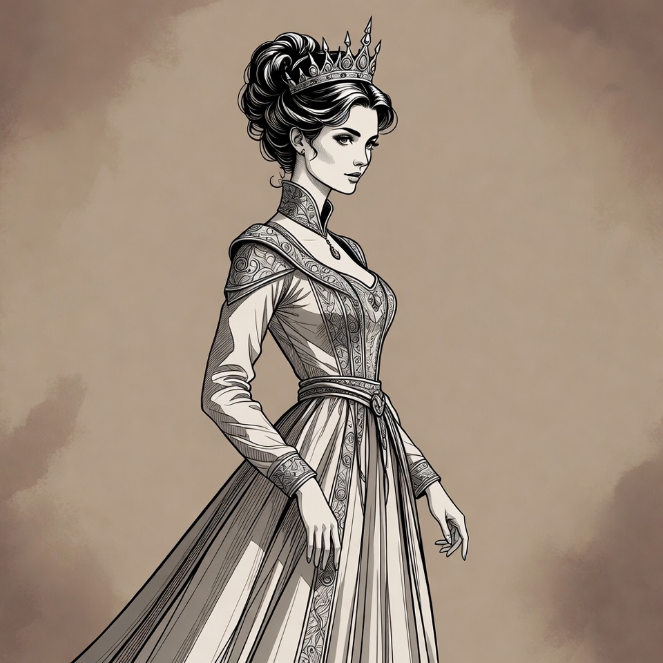 Elegant woman wearing crown and gown Elegant woman wearing crown and gown