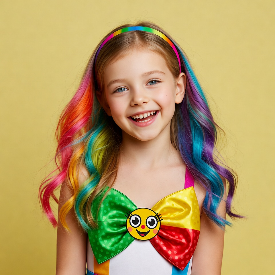 Girl with rainbow hair smiling Girl with rainbow hair smiling