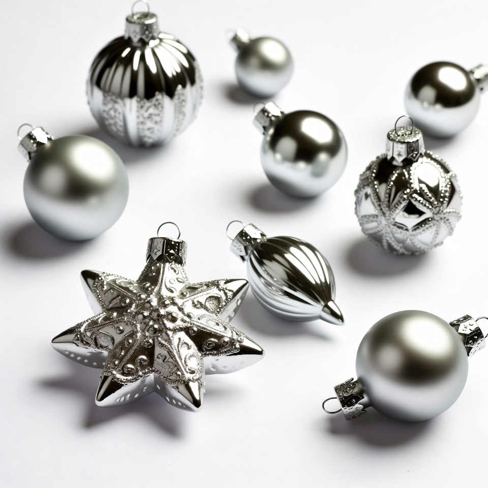 Shiny Silver Christmas Ornaments Shiny Silver Christmas Ornaments