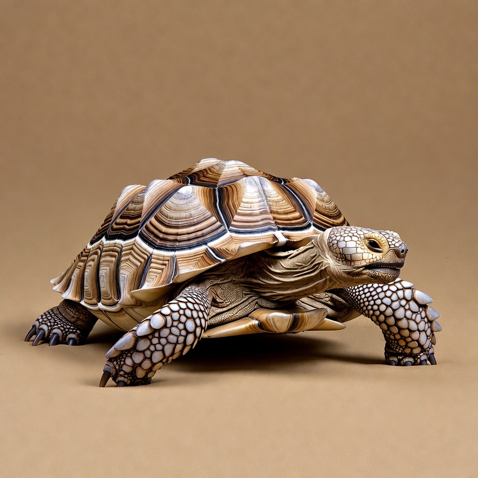 Radiated Tortoise on Brown Background Radiated Tortoise on Brown Background