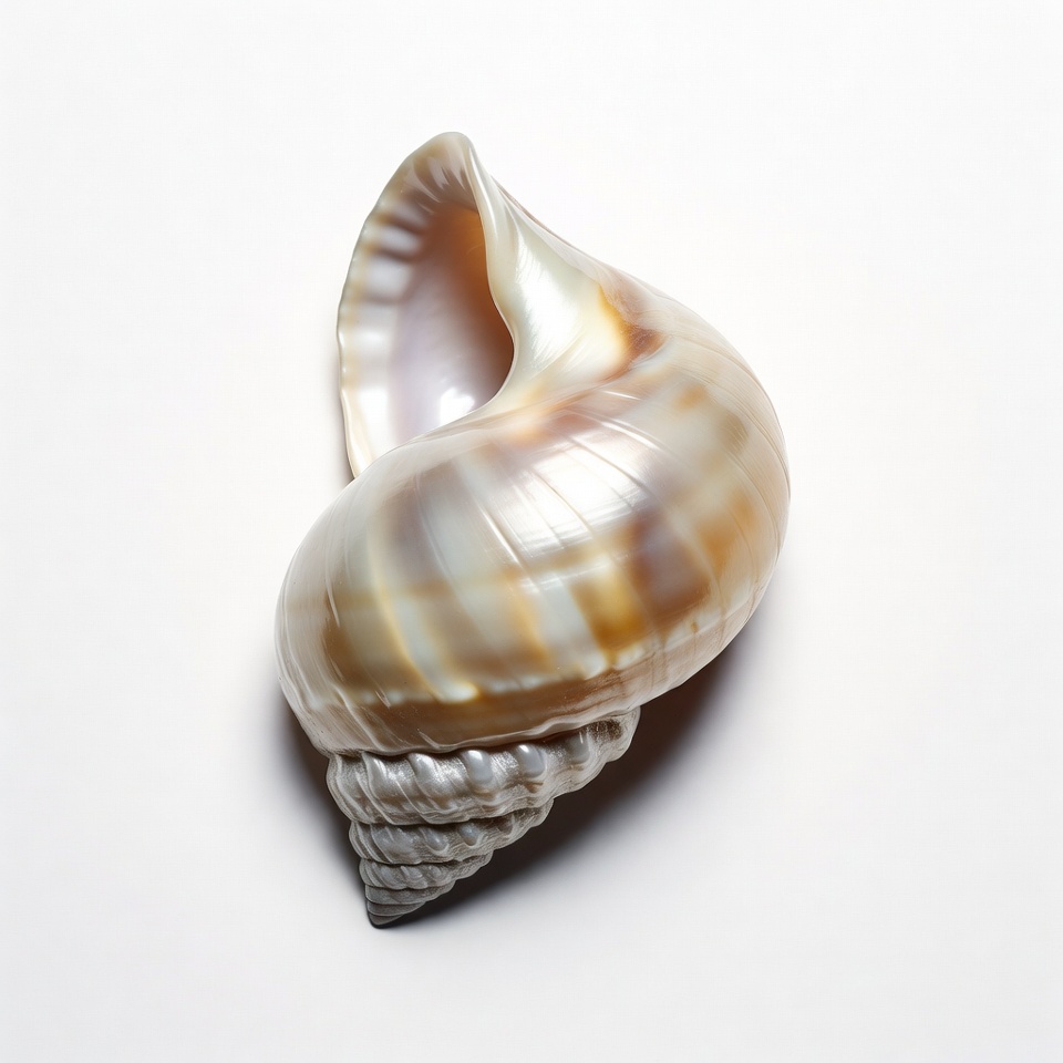 White Conch Seashell on White Background White Conch Seashell on White Background