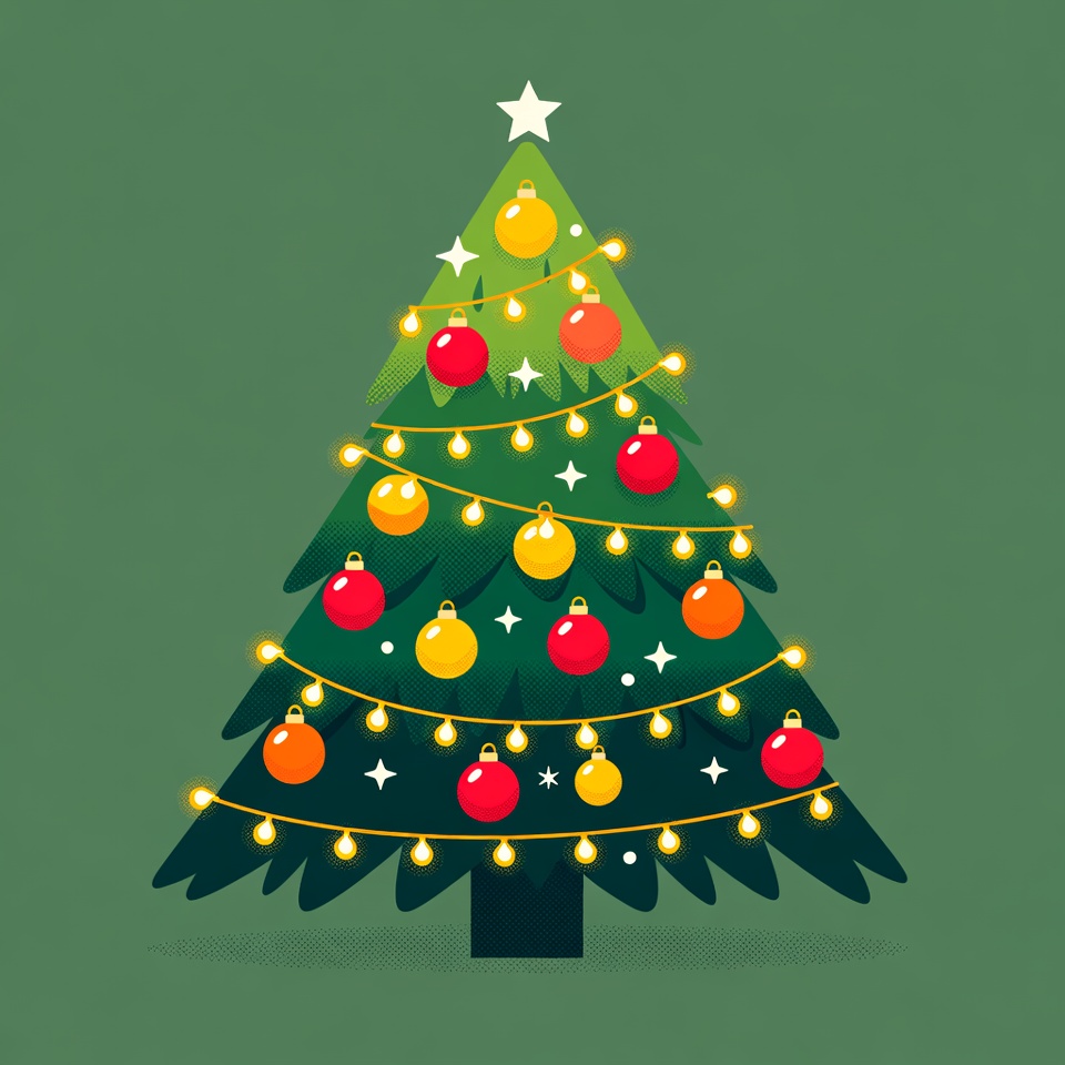 Illustrated Christmas Tree with Lights Illustrated Christmas Tree with Lights