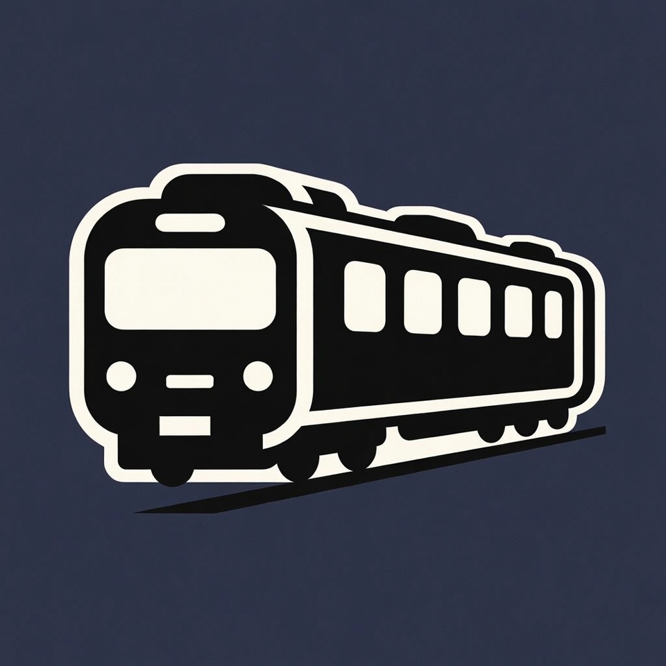 Black Train Icon on Navy Background Black Train Icon on Navy Background