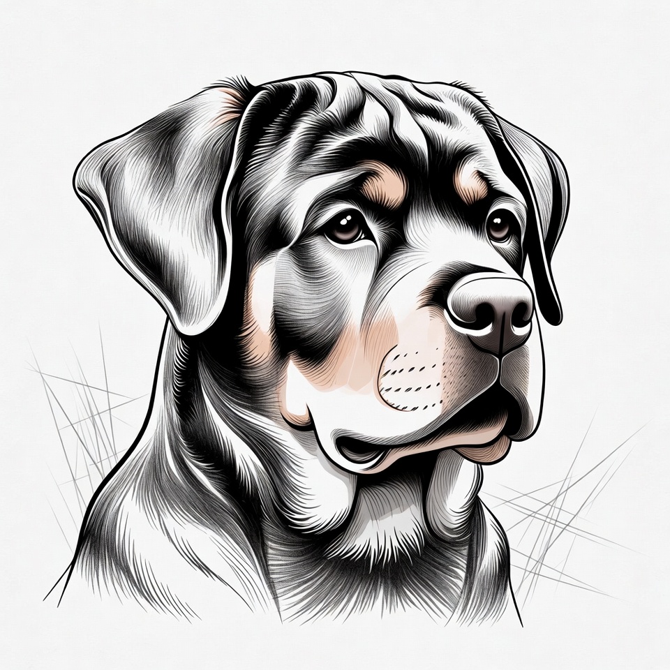 Rottweiler dog portrait illustration Rottweiler dog portrait illustration