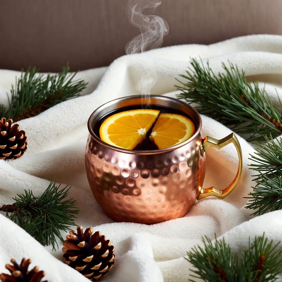 Hot Copper Mug with Orange Slice Hot Copper Mug with Orange Slice