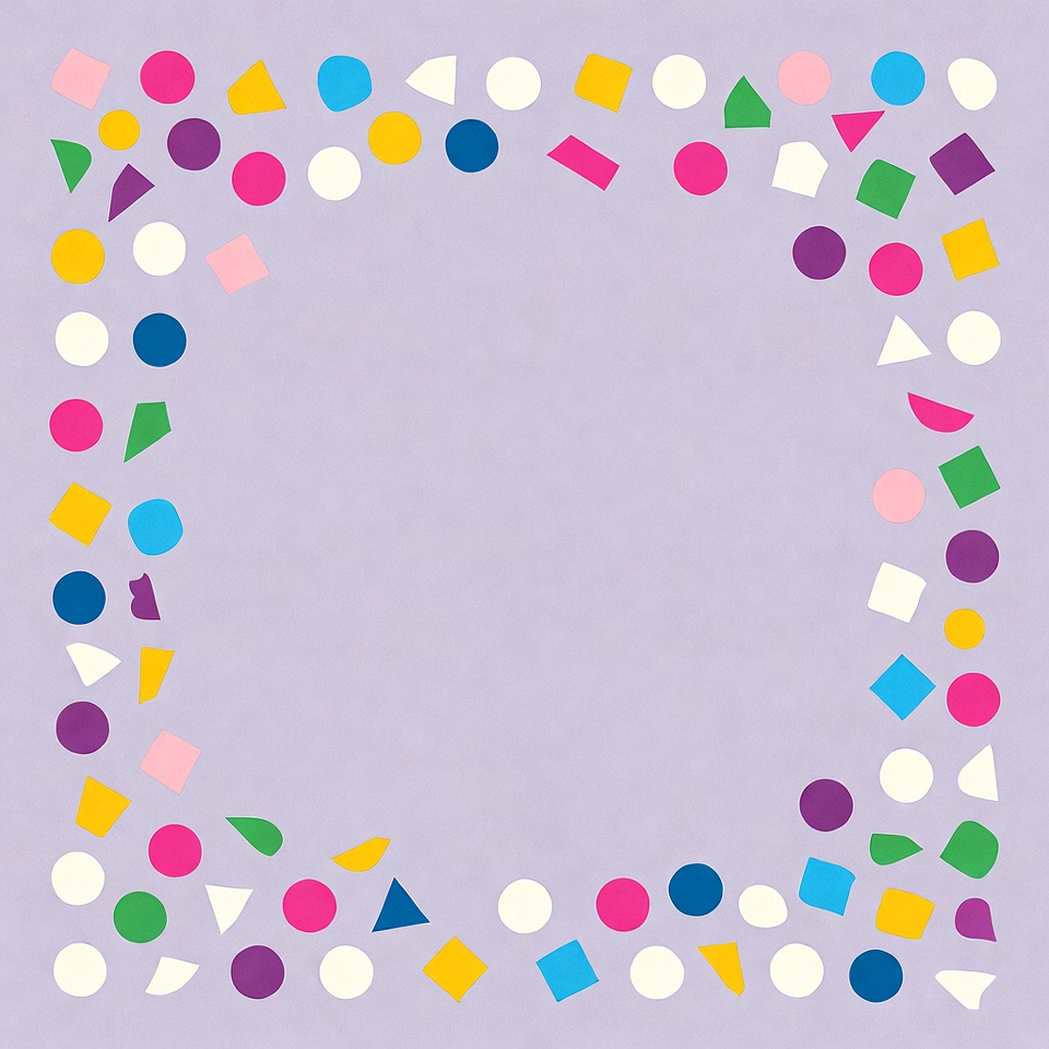 Colorful Shapes Border on Purple Background Colorful Shapes Border on Purple Background