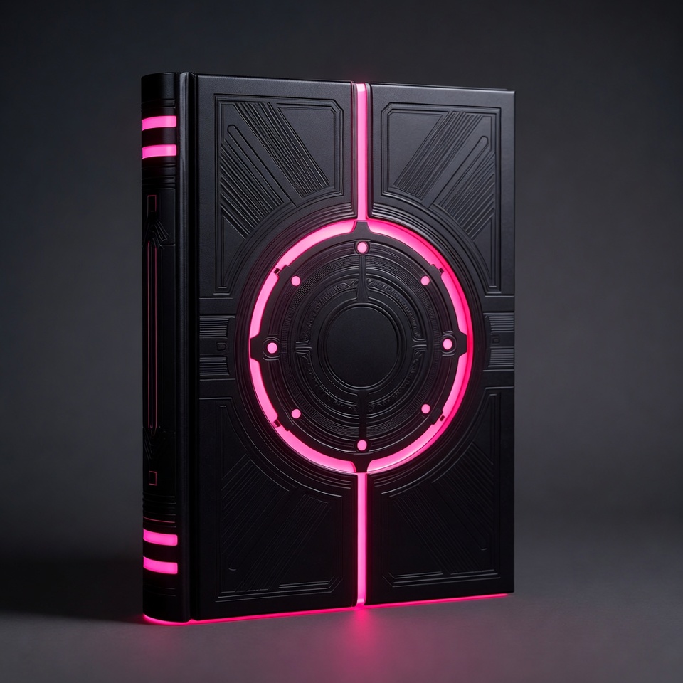 Black Cyberpunk Book with Pink Neon Glow Black Cyberpunk Book with Pink Neon Glow