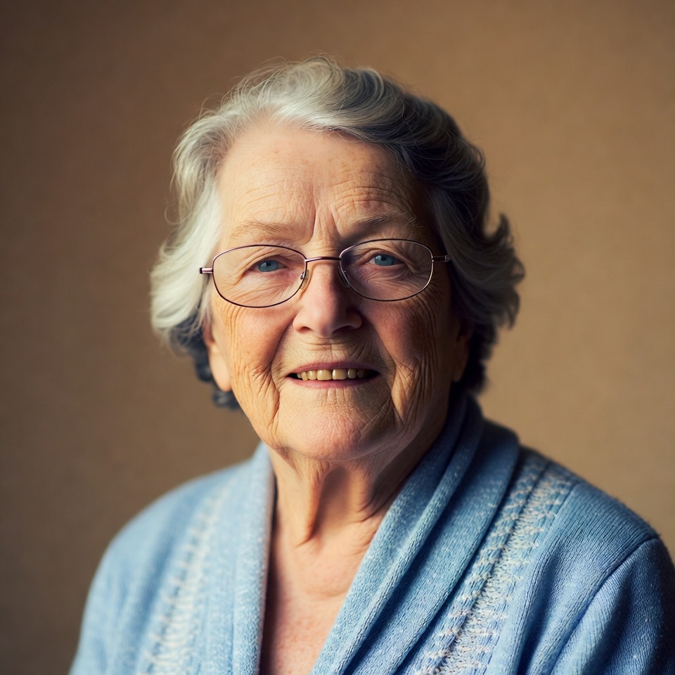 Elderly woman smiling with glasses Elderly woman smiling with glasses