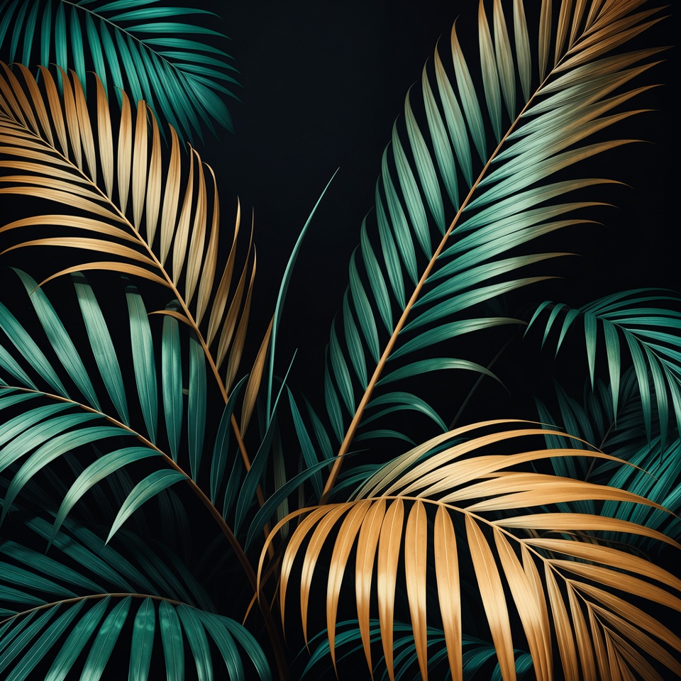 Vibrant Green and Gold Palm Leaves Vibrant Green and Gold Palm Leaves