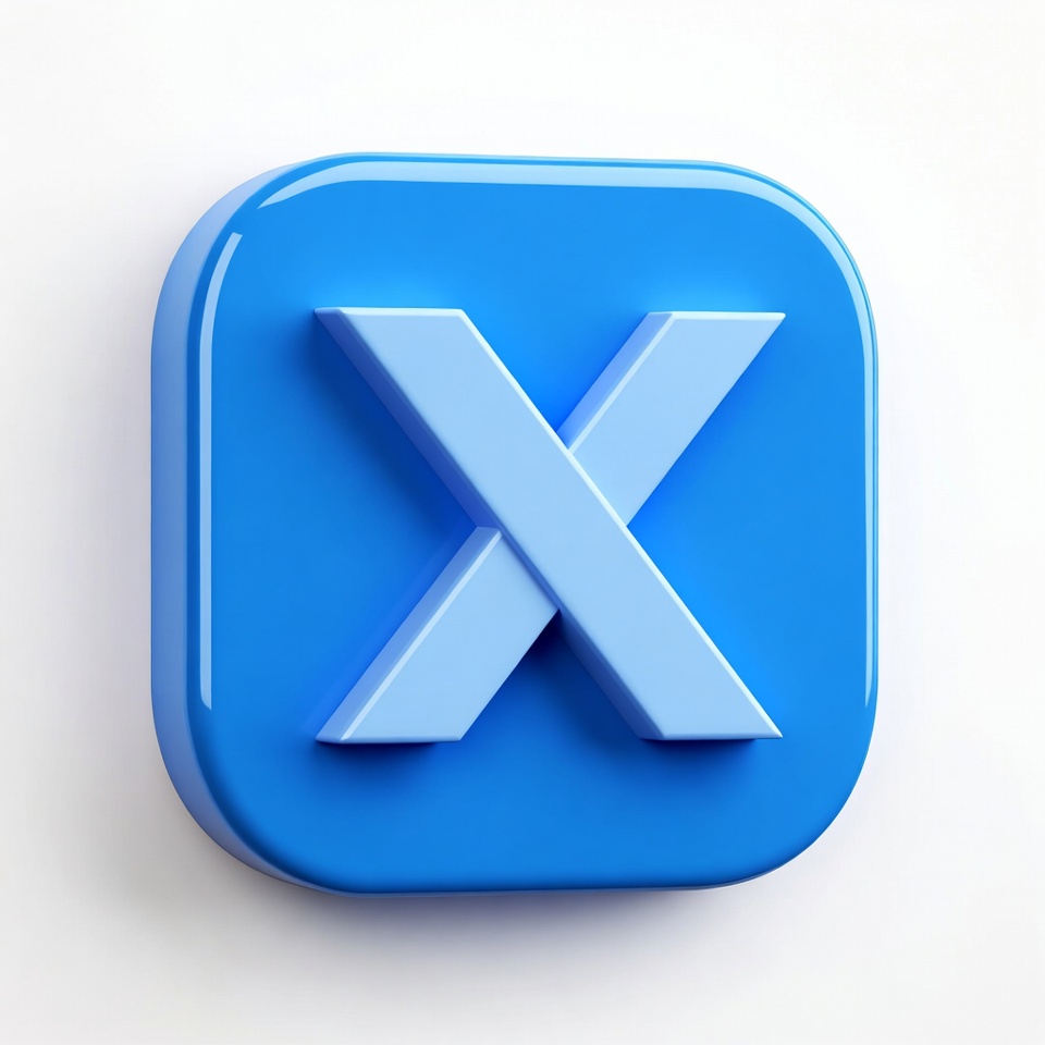 3D Blue X Icon 3D Blue X Icon