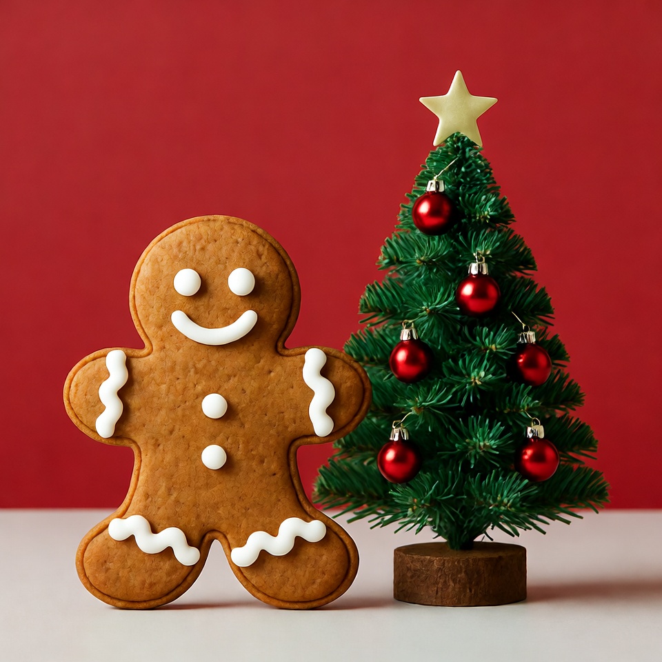 Gingerbread Man with Christmas Tree Gingerbread Man with Christmas Tree