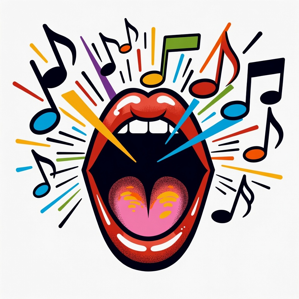 Singing Mouth with Musical Notes Singing Mouth with Musical Notes