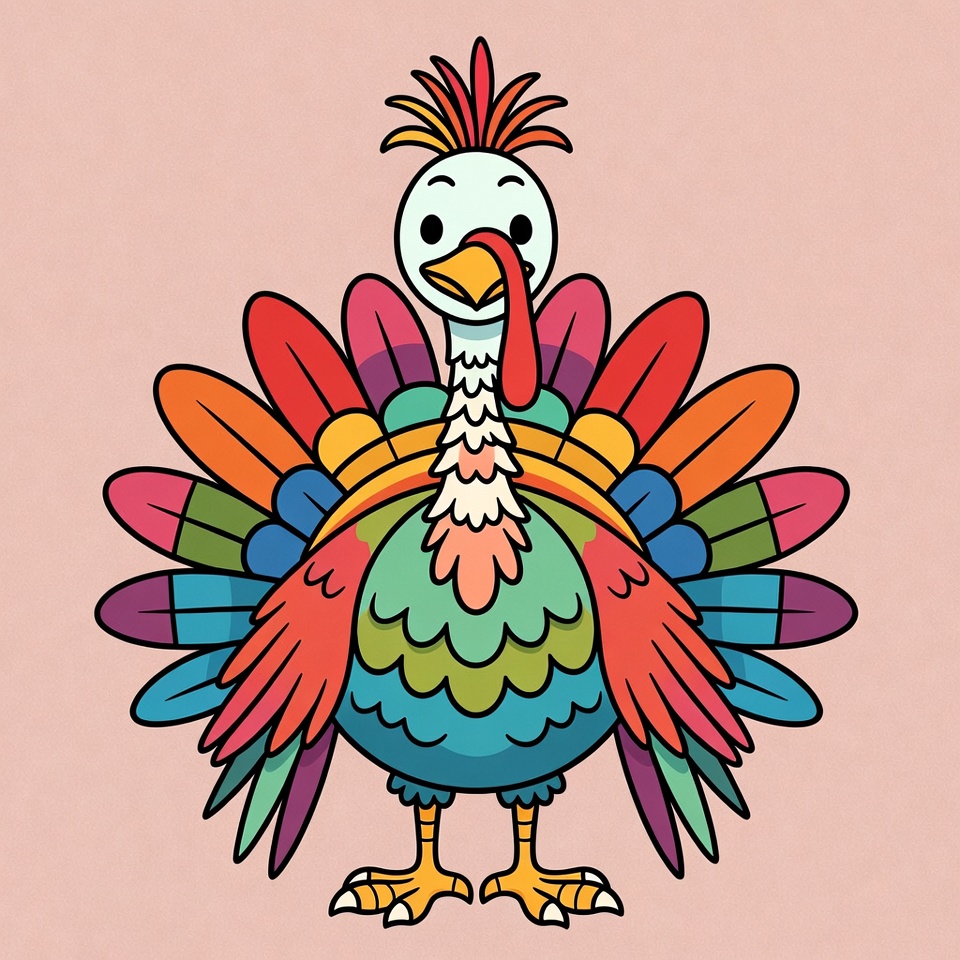 Colorful cartoon turkey illustration Colorful cartoon turkey illustration