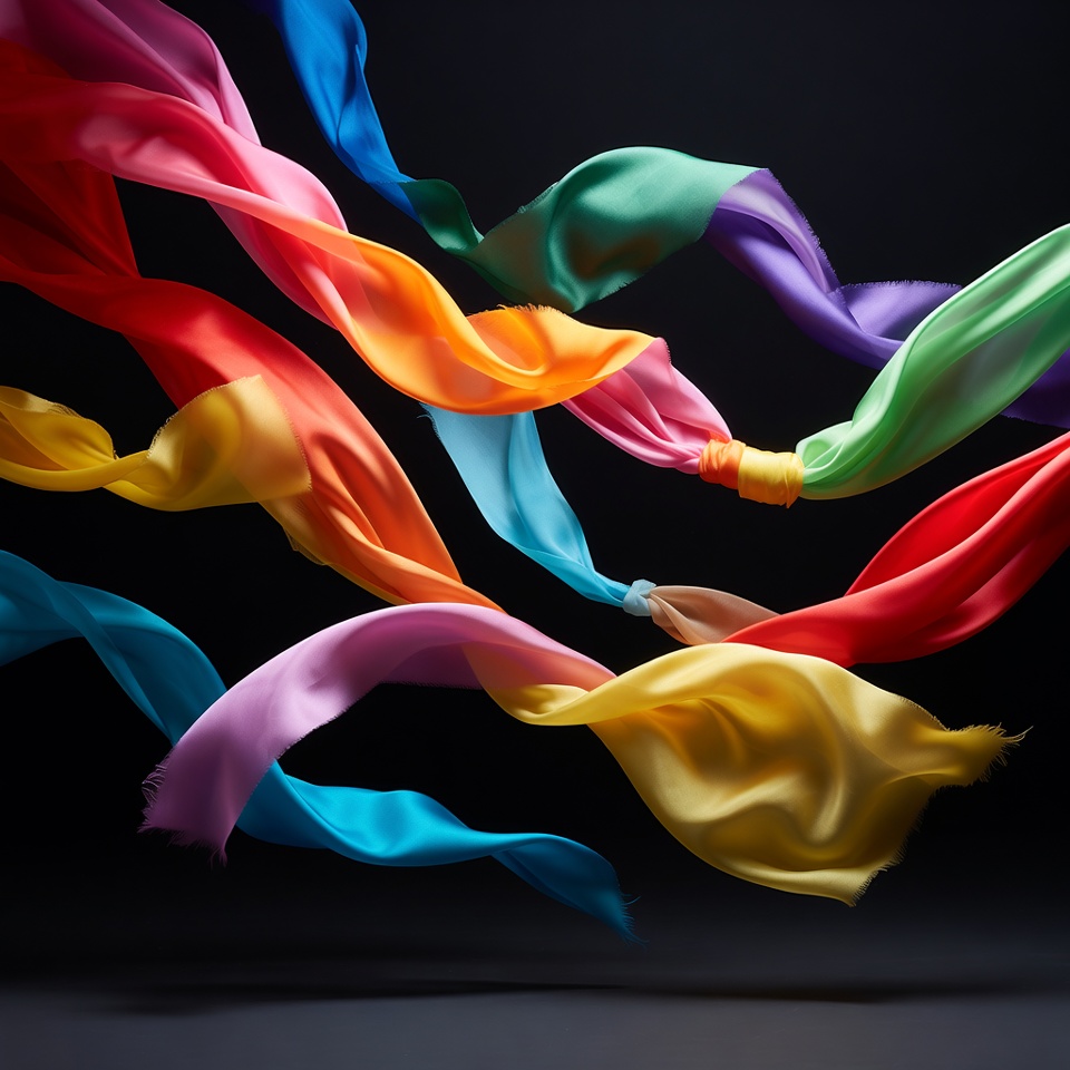 Colorful silk ribbons floating Colorful silk ribbons floating