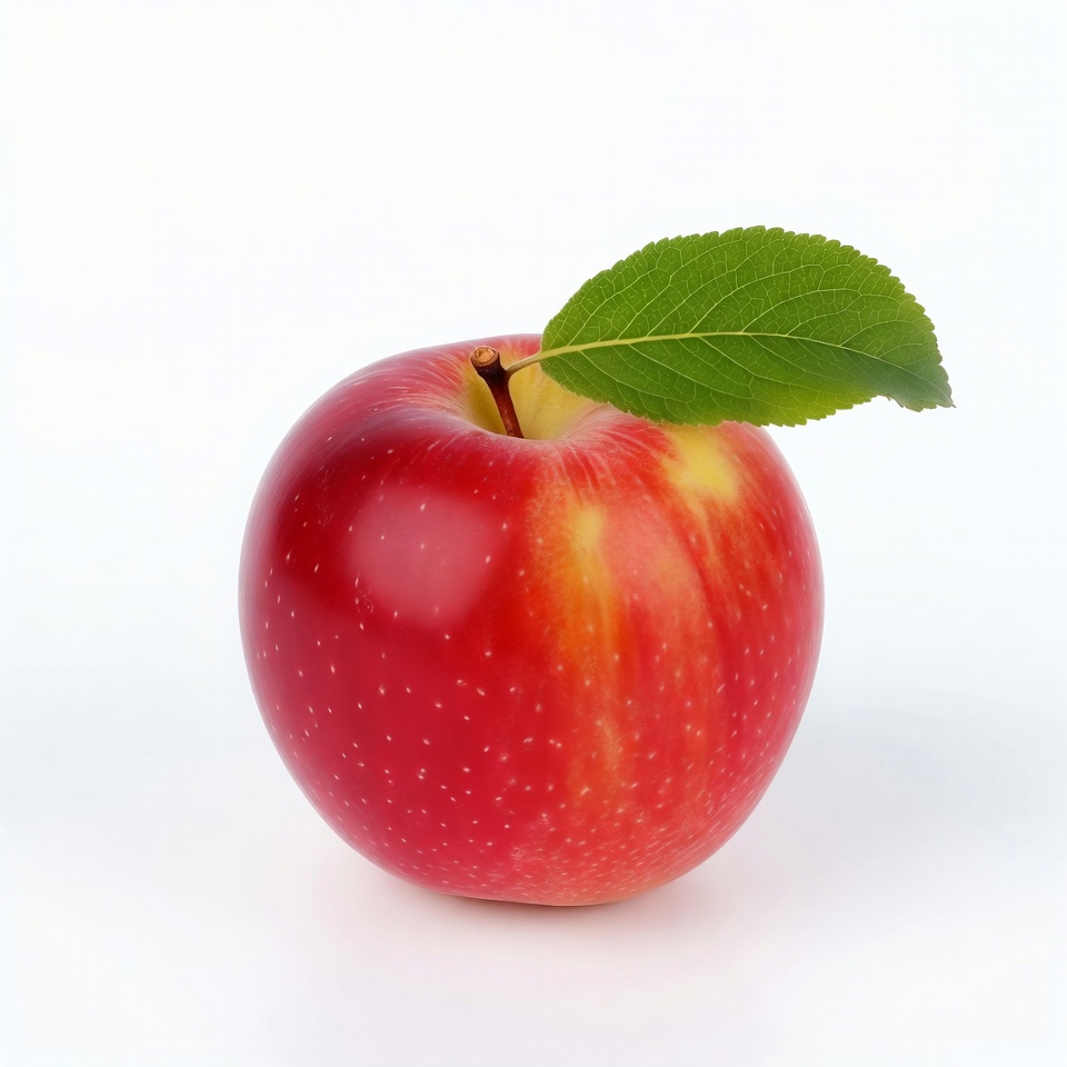 Red apple with green leaf Red apple with green leaf