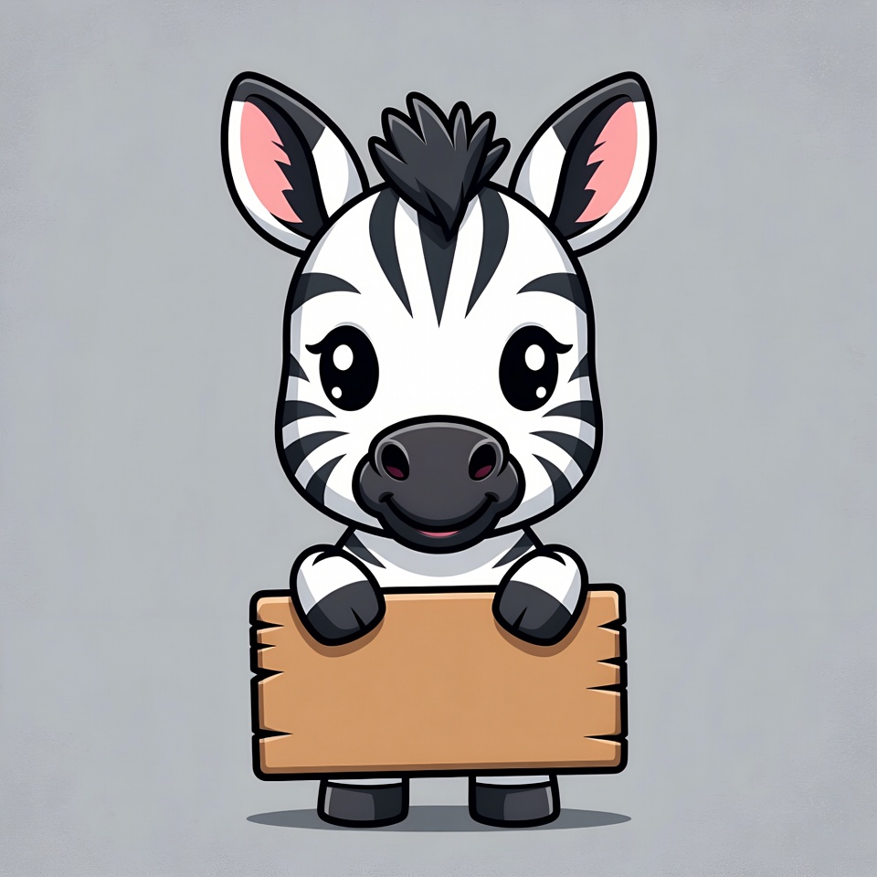 Cute zebra holding blank sign Cute zebra holding blank sign