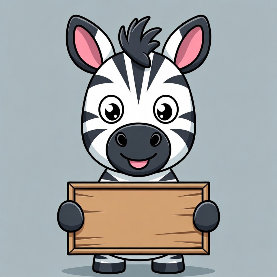 Cartoon zebra holding blank sign Cartoon zebra holding blank sign