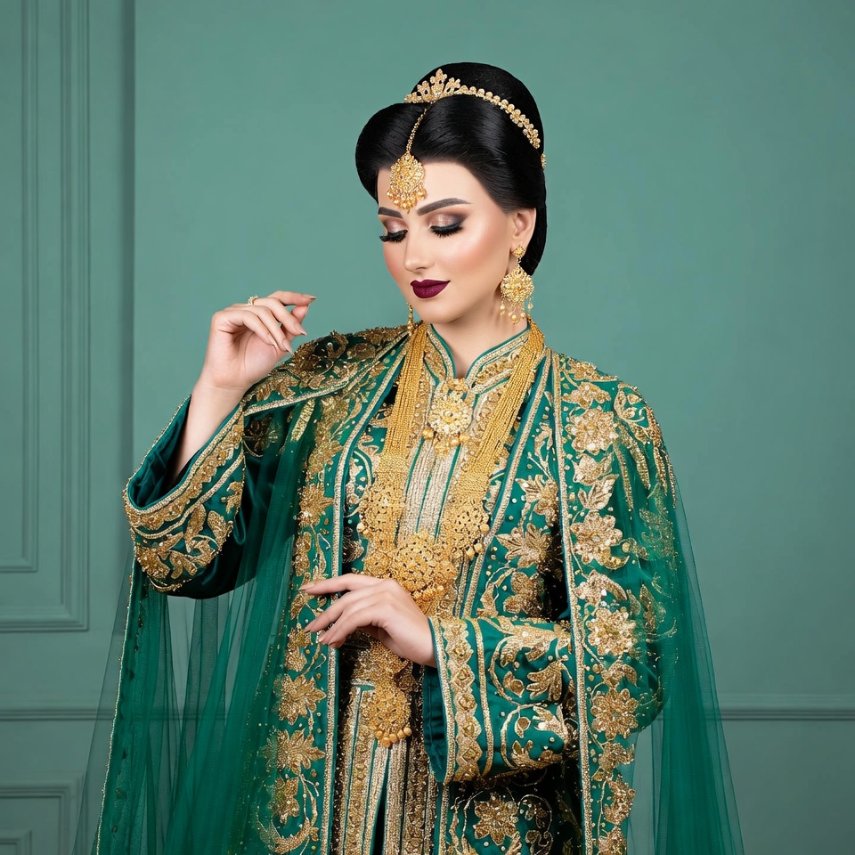Woman in Emerald Green Arabic Dress Woman in Emerald Green Arabic Dress