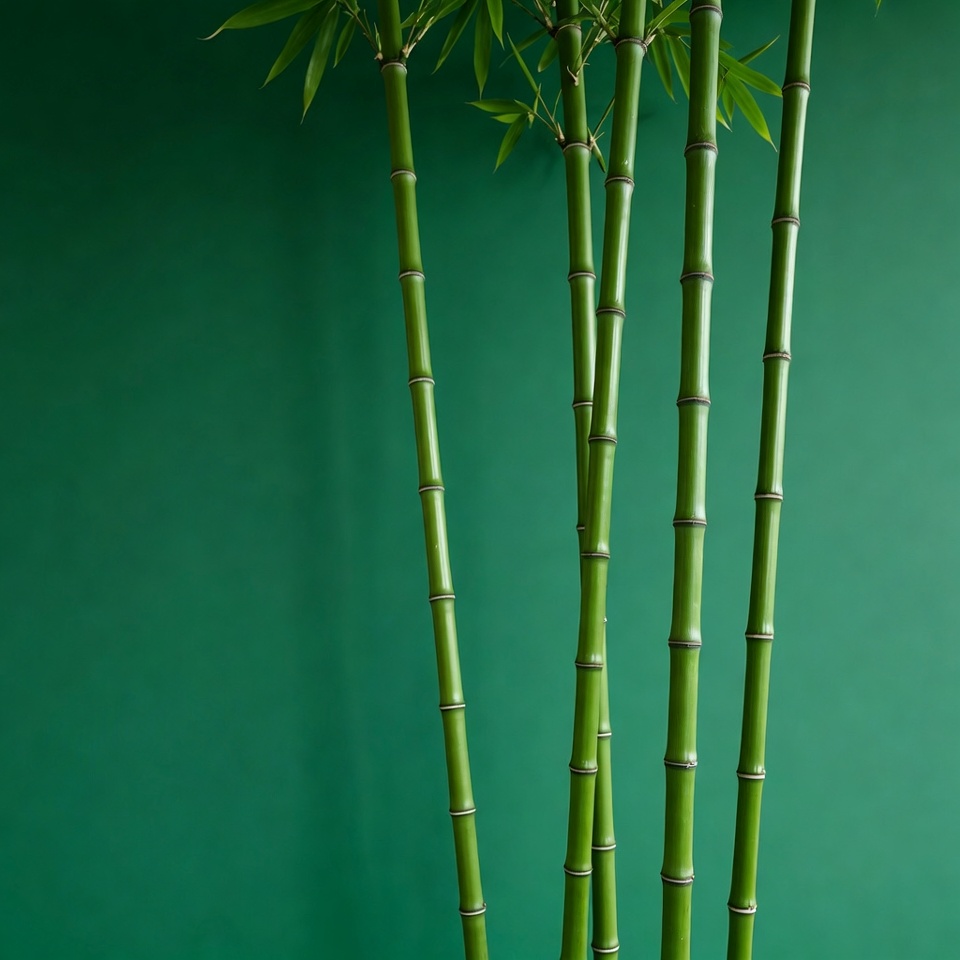 Green Bamboo Stalks on Solid Background Green Bamboo Stalks on Solid Background